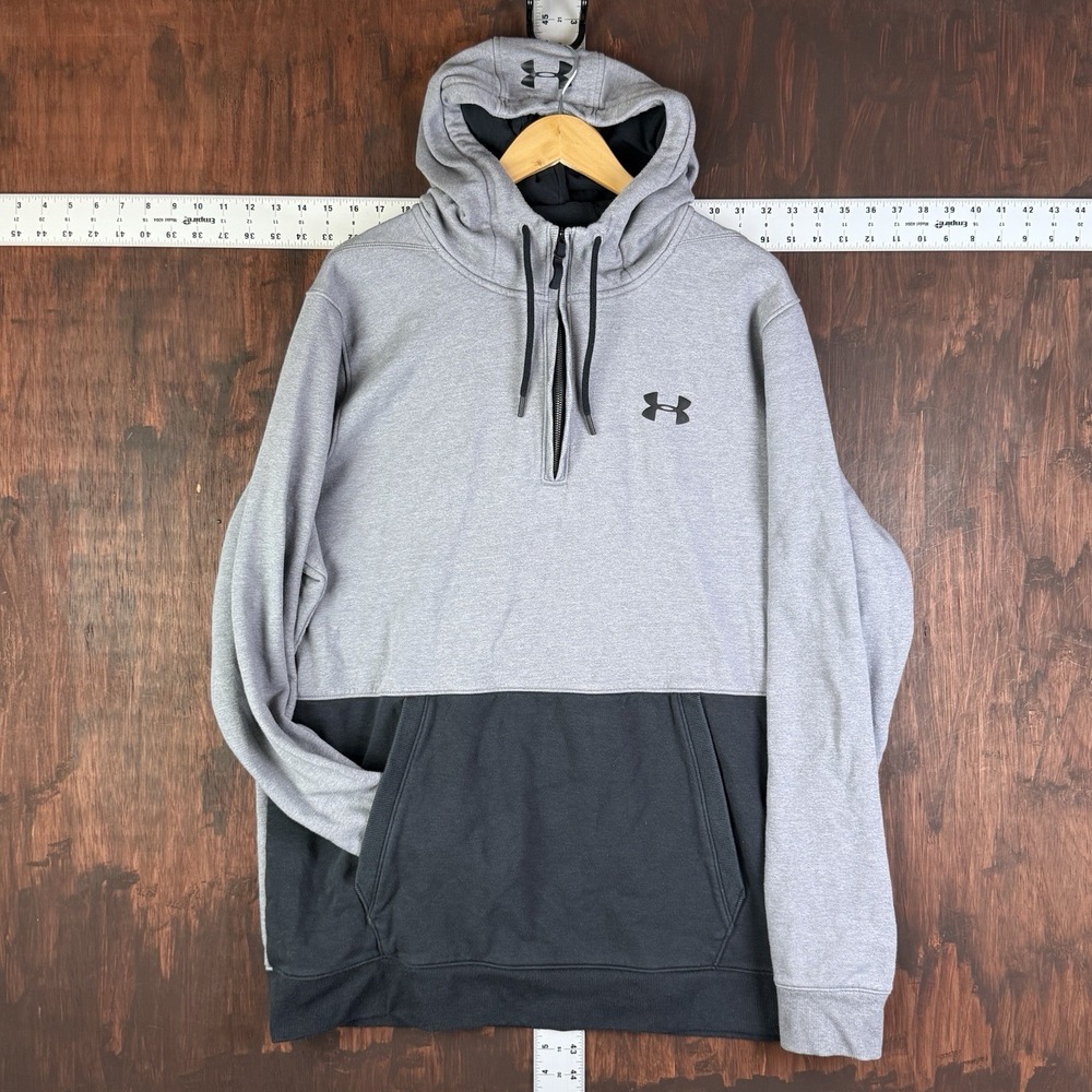 Under Armour Threadborne‎ Fleece 1/2 Zip Hoodie 1299135-025 Gray Black Men's 2XL